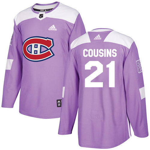 Adidas Montreal Canadiens 21 Nick Cousins Purple Authentic Fights Cancer Stitched Youth NHL Jersey